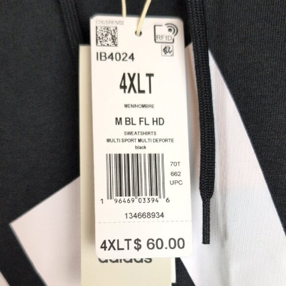 Adidas Men's Black Hoodie with White Logo - Picture 4 of 4